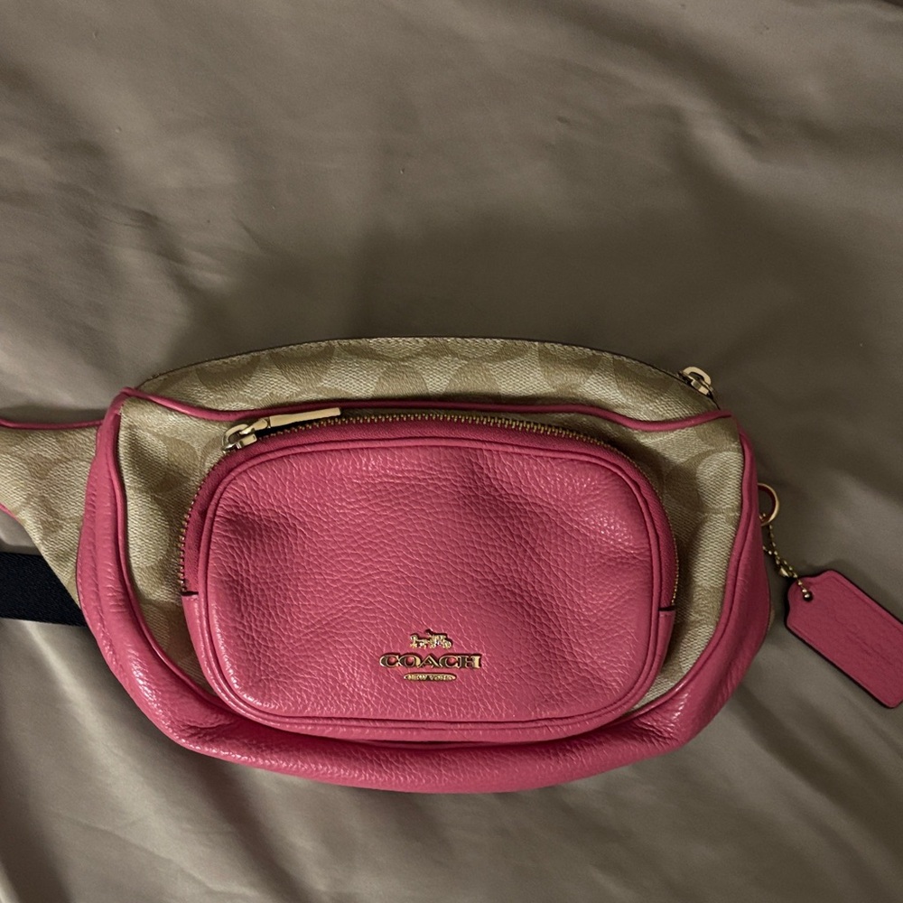 Coach Pink and Tan Crossbody Bag